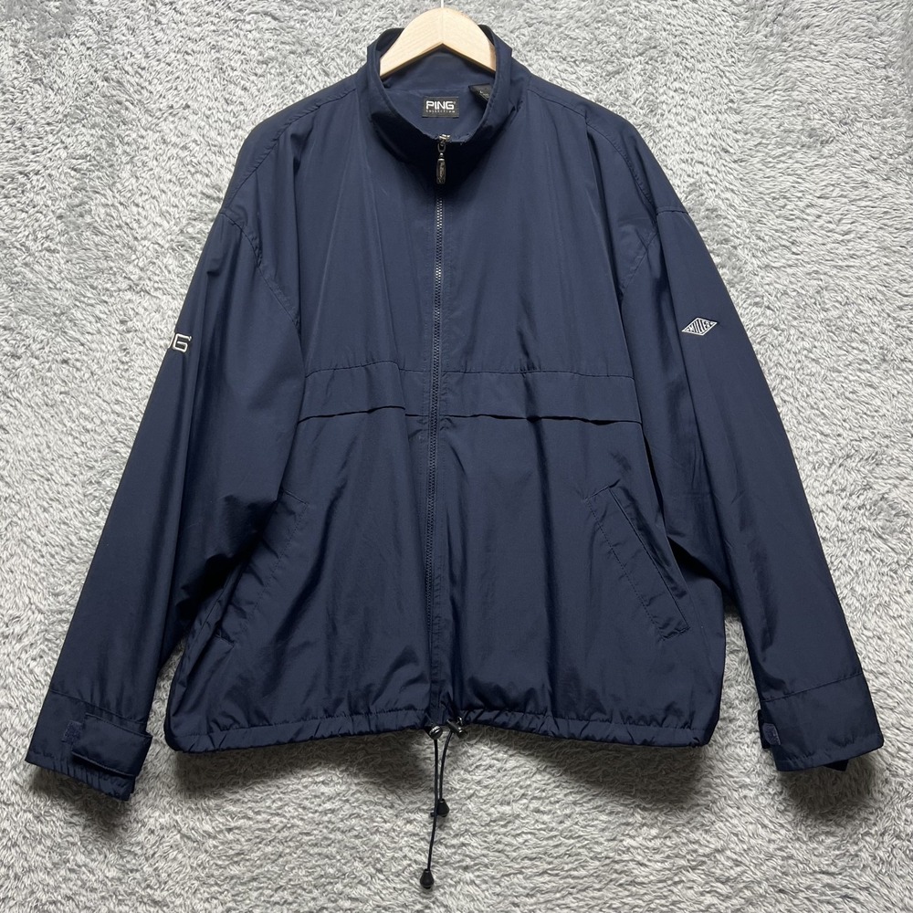 Ping Windbreaker Golf Jacket Mens Large Blue Full Zip Lightweight Embroidered‎